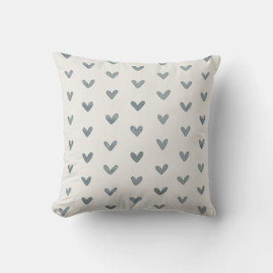 Grey Love Hearts Pattern OffWhite Cushion