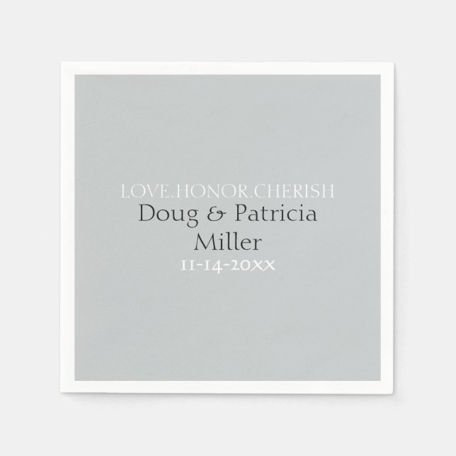 Grey Love Honour Cherish Napkin (Front)