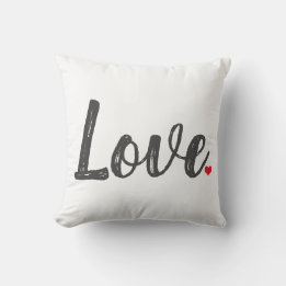 grey LOVE texture letters with red HEART | Cushion