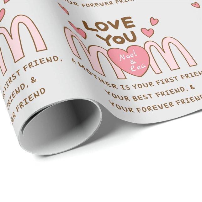 Grey Love You Mum Wrapping Paper (Roll Corner)