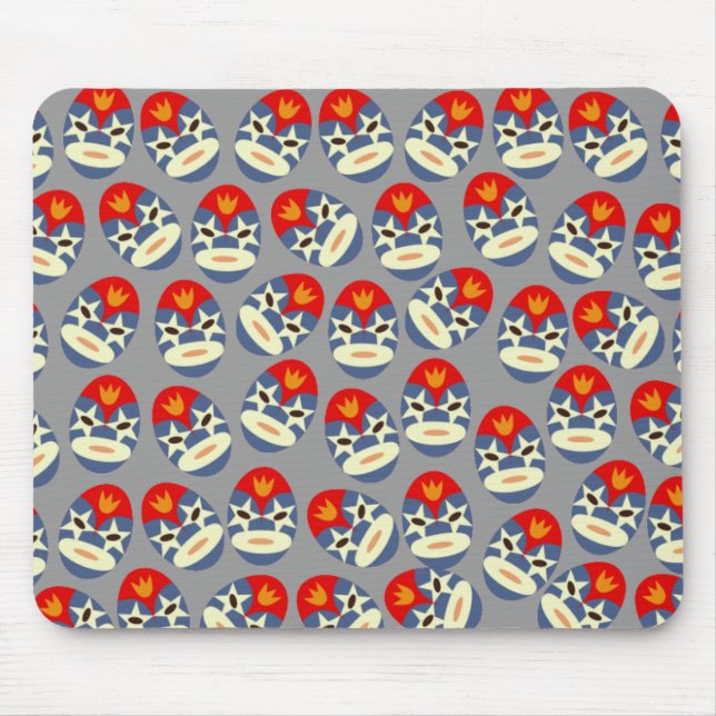 Grey Lucha Libre Masks Mouse Mat (Front)