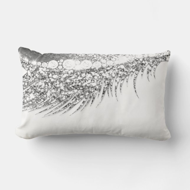 Grey Lux Makeup Lash Grey Silver White Lumbar Cushion (Front)