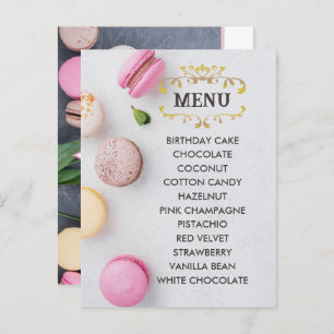 Grey Macarons Elegant Flavours Menu Postcard