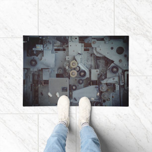 Grey Machinery Mechanical Robotic Funny Cool Geeky Doormat