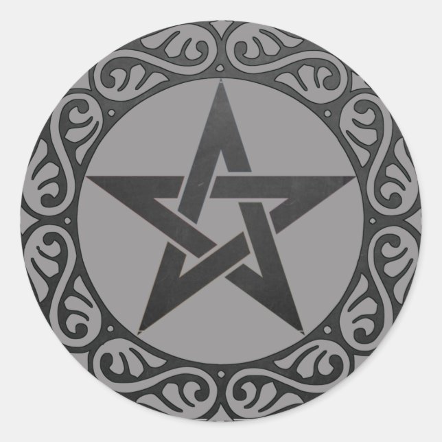 Grey Magick Black Pentacle Witchcraft Classic Round Sticker (Front)