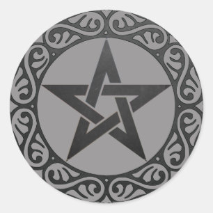 Grey Magick Black Pentacle Witchcraft Classic Round Sticker