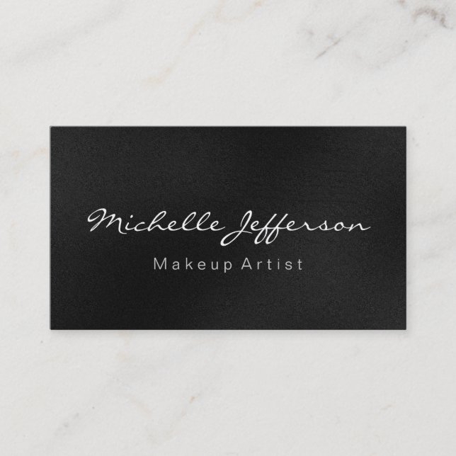 Grey Makeup Artist Script Profession Business Card (Front)
