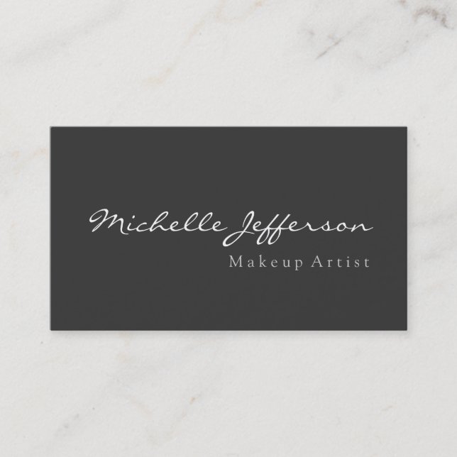 Grey Makeup Artist Script Profession Business Card (Front)