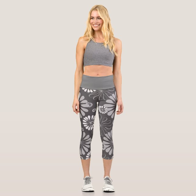 Grey Mandala Capri Leggings (Front)