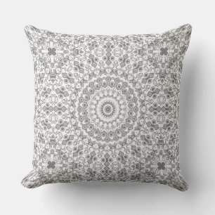 Grey Mandala Geometric Pattern Cushion
