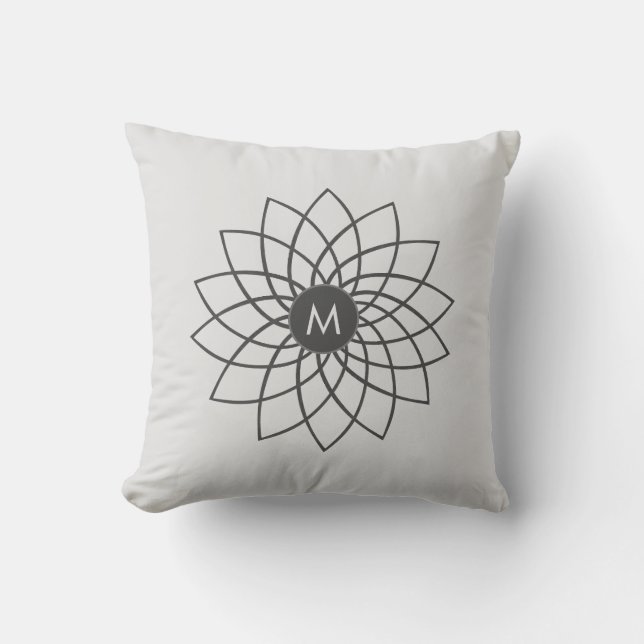 Grey Mandala on Silver Dust Colour Cushion (Front)