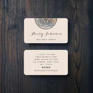 Grey Mandala Wellness Coach Modern Social Media Business Card