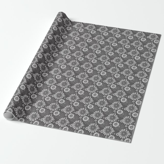 Grey Mandala Wrapping Paper (Unrolled)