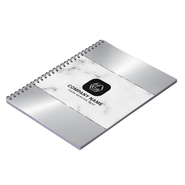 Grey Marble and Metallic Silver Texture Notebook (Left Side)