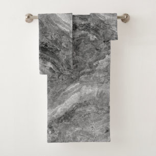 Grey marble bath towel set
