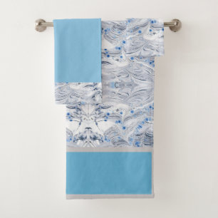 Grey marble bath towel set