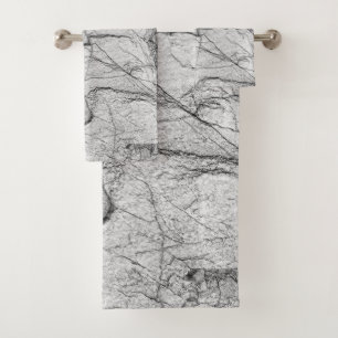 Grey Marble Dappled Concrete Bath Towel Set