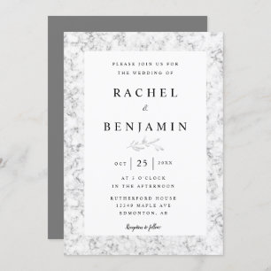 grey marble elegant simple modern chic wedding invitation