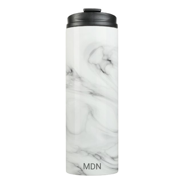 Grey Marble Geode with Monogram Thermal Tumbler (Front)