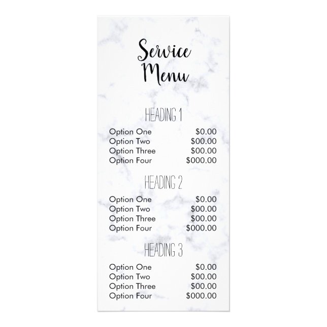 grey marble granite modern salon service menu (Front)