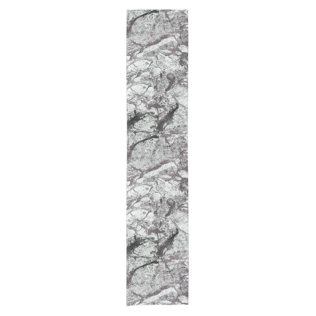 Grey Marble Look Short Table Runner (Front)