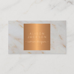 Grey marble metallic copper gold interior designer business card