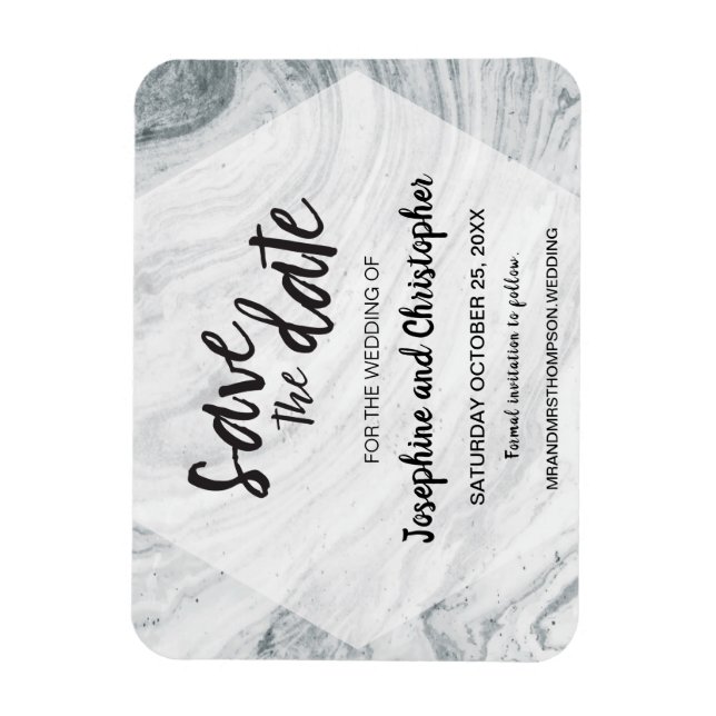 Grey Marble Modern Wedding Save the date Magnet (Vertical)