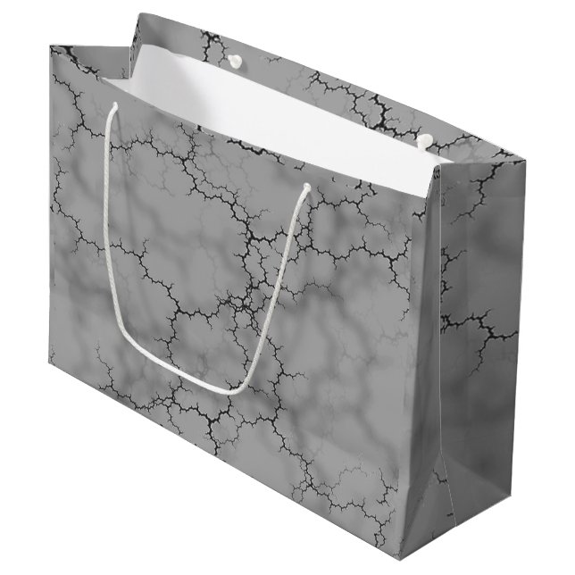 Grey Marble Pattern Father's Day Large Gift Bag (Front Angled)