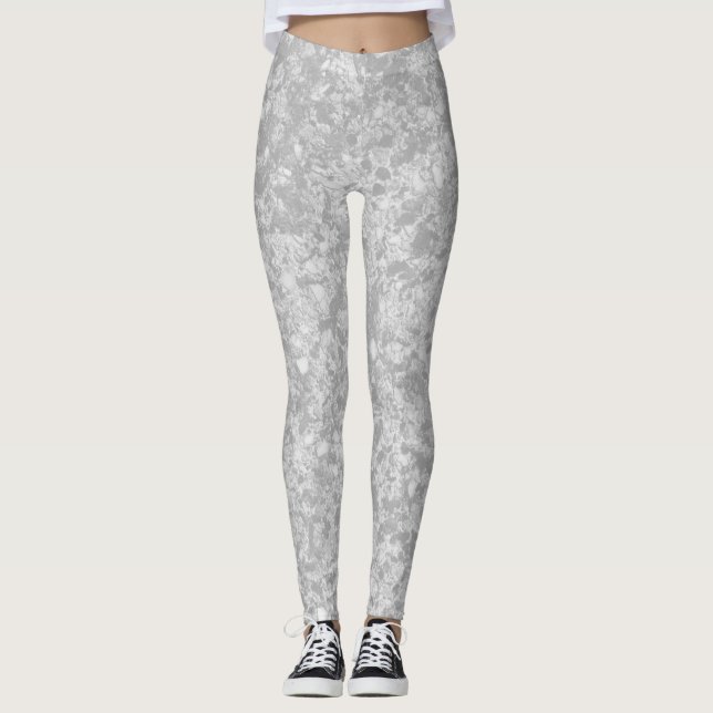 Grey Marble Patterned Leggings  (Front)
