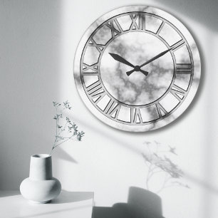 Grey Marble Print Wall Clock
