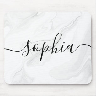 Grey Marble Script Calligraphy Mouse Mat