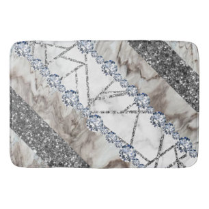 Grey Marble Stone Modern Abstract Bath Mat