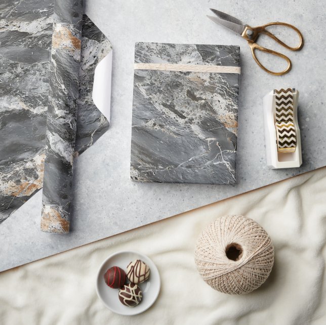 Grey Marble Stone Print Wrapping Paper Roll (Crafts)