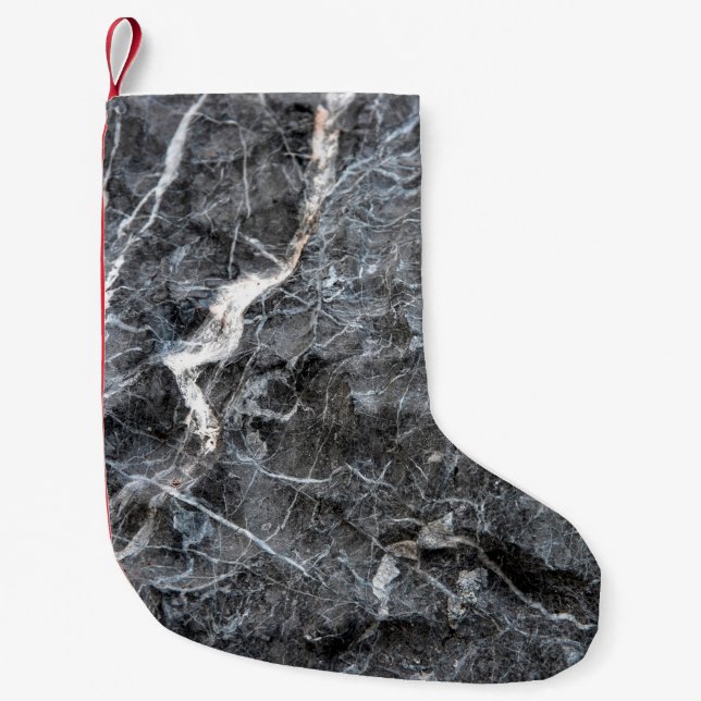 Grey marble stone small christmas stocking (Front)