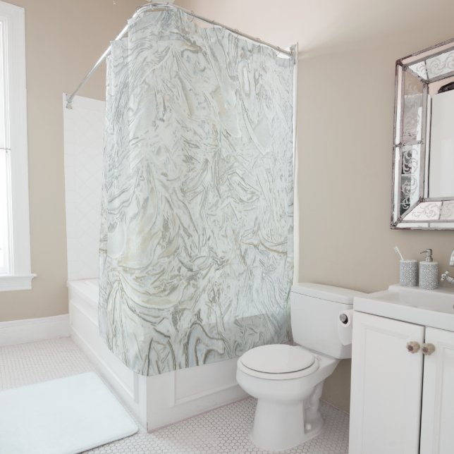 Grey marble surface pattern shower curtain (In Situ)