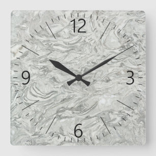 Grey marble surface pattern square wall clock