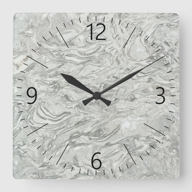 Grey marble surface pattern square wall clock (Front)