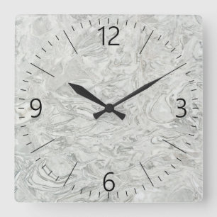 Grey marble surface pattern square wall clock