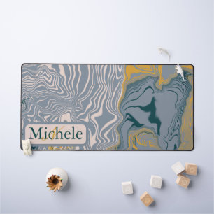 Grey & Marble Swirl Custom Name Letter Desk Mat