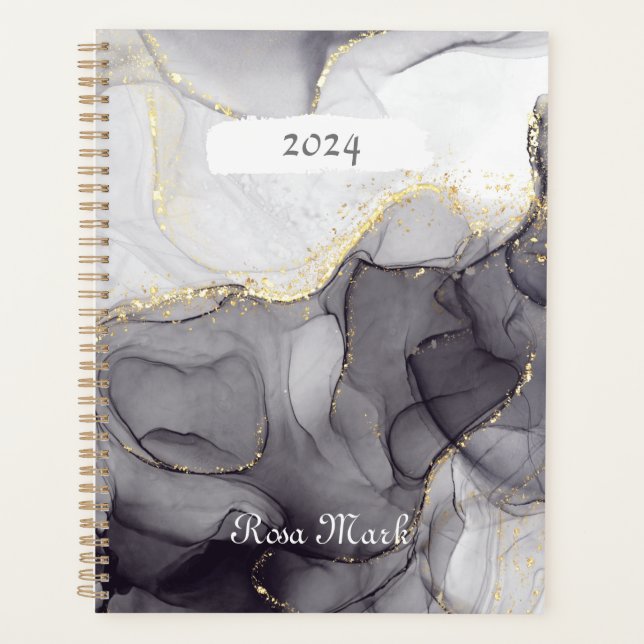Grey Marble Swirl Customised Planner (Front)