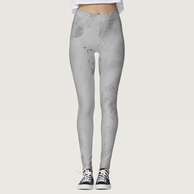 Grey Marble Texture Minimalist Stone Leggings (Front)
