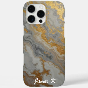 Grey Marble with Gold iPhone 16 Pro Max Case