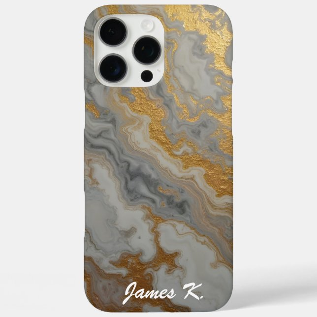 Grey Marble with Gold Case-Mate iPhone Case (Back)