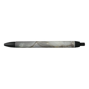 Grey Marble with Gold Vein Black Ink Pen
