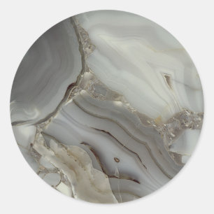 Grey Marble with Gold Vein Classic Round Sticker