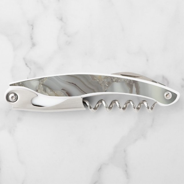Grey Marble with Gold Vein Corkscrew (Front)