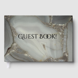Grey Marble with Gold Vein Guest Book