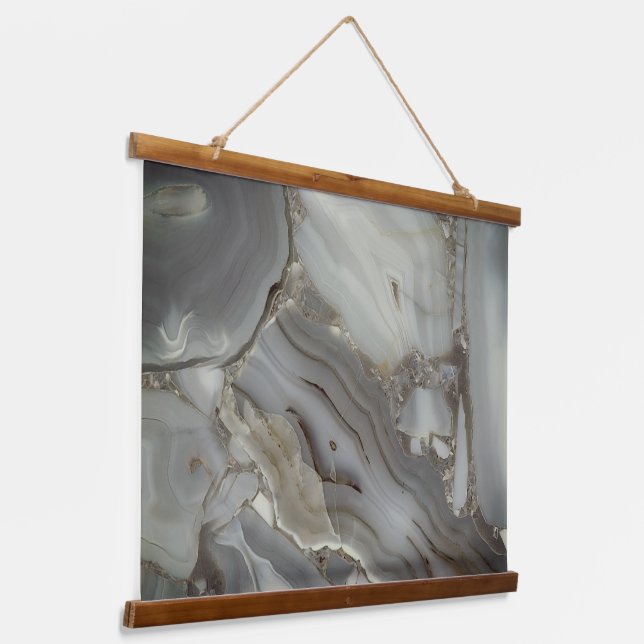 Grey Marble with Gold Vein Hanging Tapestry (Angled)