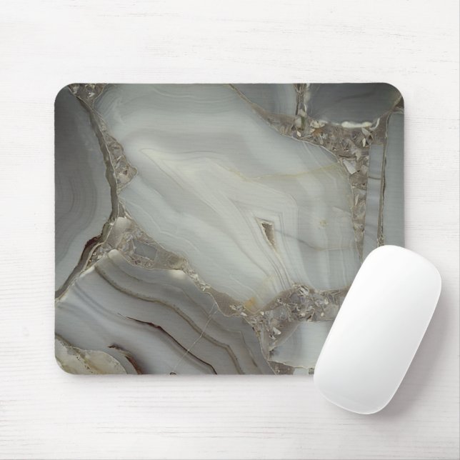 Grey Marble with Gold Vein Mouse Mat (With Mouse)