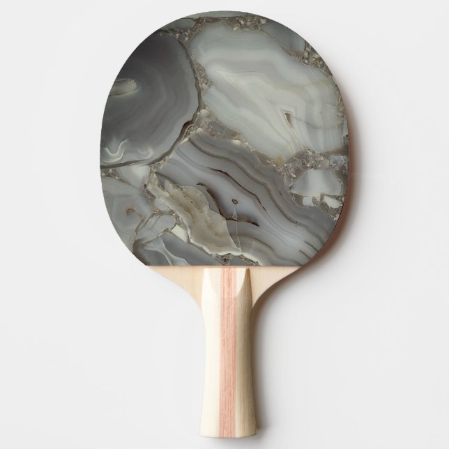 Grey Marble with Gold Vein Ping Pong Paddle (Front)